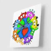 プラネットピークブロゴデザイン時計 スクエア壁時計 (傾斜)