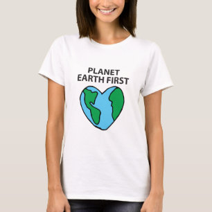 プラネットファーストエコフリーアイコンハッピーアースクリップアート Tシャツ