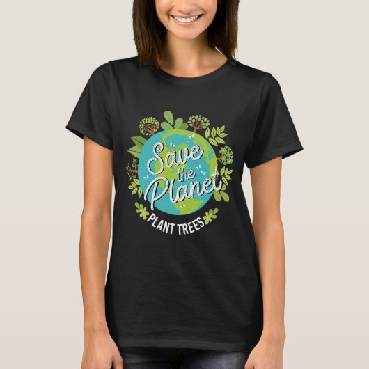 プラネットプラントの木を保存する Tシャツ (正面)