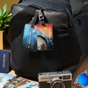 プラネットプー太陽のトシステム宇宙銀河系ブルー ラゲッジタグ