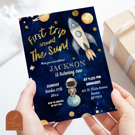 プラネットボーイ宇宙1stトリッのまわりにプザサン誕生日 招待状