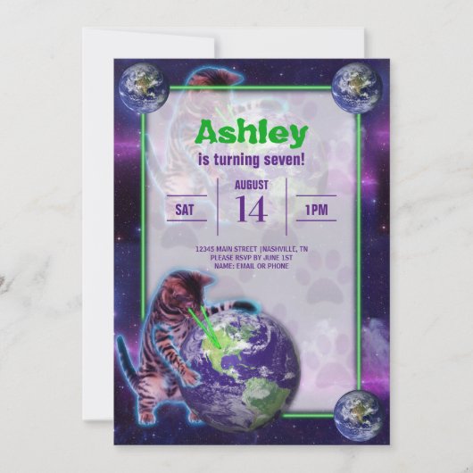 プラネットレーザキャットパーティの招待状 招待状 (正面)