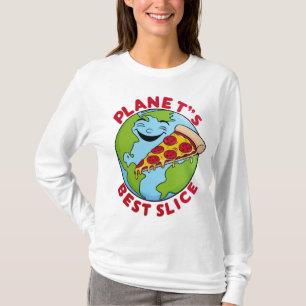 「プラネット最高ののスライス:ピザTシャツで地球」 Tシャツ