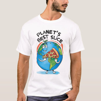 「プラネット最高ののスライス：ピザTシャツで地球」 Tシャツ