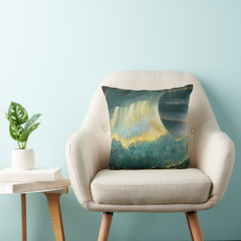 プラネ色彩の鮮やかットスカイアートバイヒバウィバグリーンと金ゴールド クッション