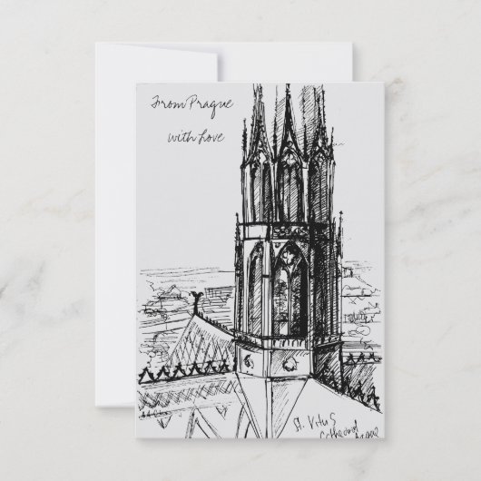 プラハからフリーハンドスケッチを愛でInc サンキューカード (正面)