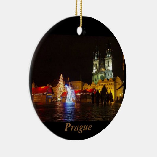プラハのクリスマスの夜旅行オーナメント セラミックオーナメント (右)