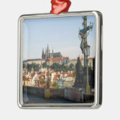 プラハのシャルル橋からの城の眺め メタルオーナメント (左)