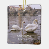 プラハのスワンとチャールズの橋 セラミックオーナメント (左)