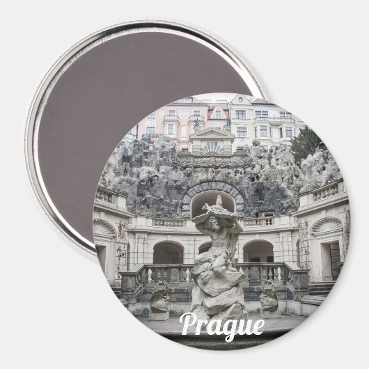 プラハのネプチューン像がある噴水 マグネット (正面/裏面)