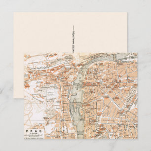 プラハのヴィンテージ地図 ポストカード
