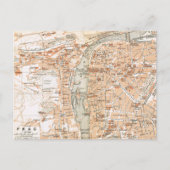 プラハのヴィンテージ地図 ポストカード (正面)