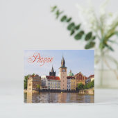 プラハのヴルタヴァ川の時計塔 ポストカード (スタンド正面)