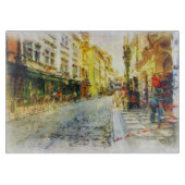 プラハの古い水彩画の通り カッティングボード (正面)