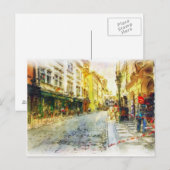 プラハの古い水彩画の通り ポストカード (正面/裏面)