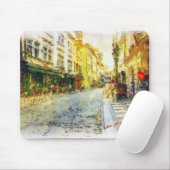 プラハの古い水彩画の通り マウスパッド (マウス)