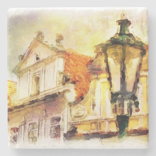 プラハの古い部分の通り ストーンコースター (正面)