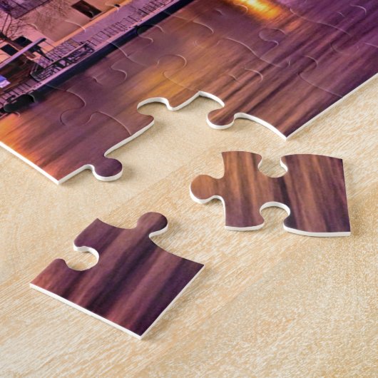 プラハの夜の川の教会の街並み11" x 14" ジグソーパズル (側面)