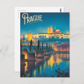 プラハの夜ヴィンテージ ポストカード (正面/裏面)
