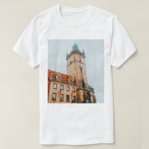 プラハの天文時計、チェビア旧市街広場 Tシャツ