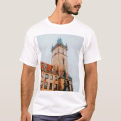 プラハの天文時計、チェビア旧市街広場 Tシャツ (正面)