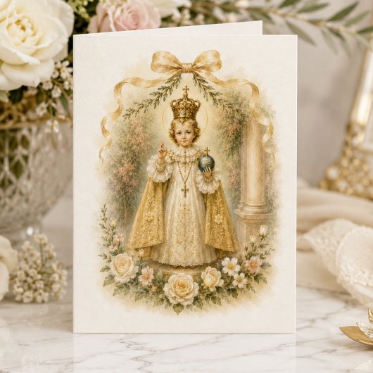 プラハの幼子イエスを描いた伝統的なカトリック教の結婚式 カード