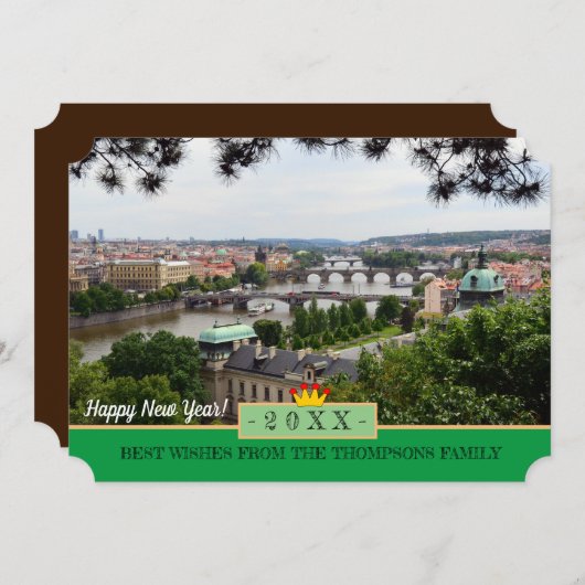 プラハの橋と新年おめでとう!カード/プラハ シーズンカード (正面/裏面)
