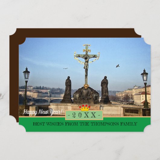 プラハの橋と新年おめでとう！カード/プラハ シーズンカード (正面/裏面)