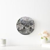 プラハの海王星の像を持つ泉 ラウンド壁時計 (ホーム)