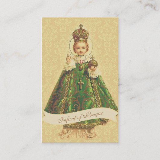 プラハの祈りの言葉の神聖なカードの奇跡的な幼児イエス・キリスト 名刺 (正面)