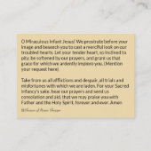 プラハの神聖なカードの幼児イエス・キリスト 名刺 (裏面)