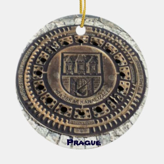 プラハの通りカバーオーナメントのチェコスロバキア共和国 セラミックオーナメント (正面)