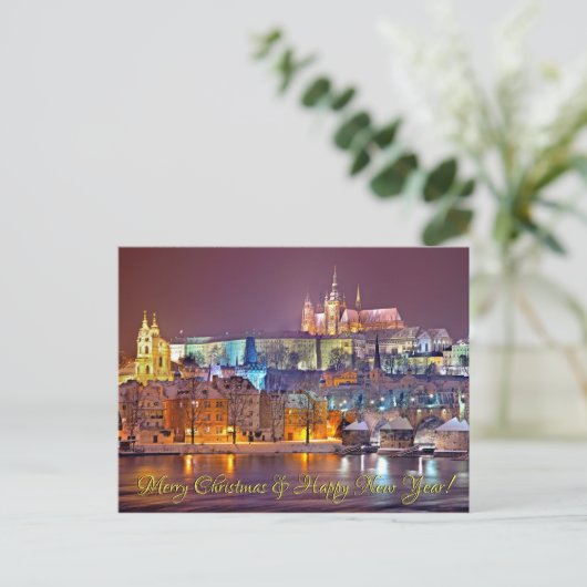 プラハキャッスルメリークリスマスはがき ポストカード (スタンド正面)