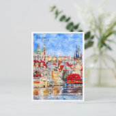 プラハチェコのヴィンテージ旅行水の色 ポストカード (スタンド正面)