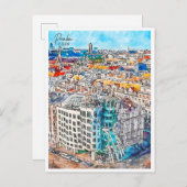 プラハチェコのヴィンテージ旅行水の色 ポストカード (正面/裏面)