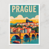 プラハチェコアートヴィンテージイラストレーション旅行 ポストカード (正面)