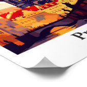 プラハチェコアートヴィンテージトラベルイラストレーション ポスター (角)