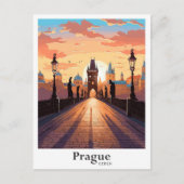 プラハチェコアートヴィンテージトラベルイラストレーション ポストカード (正面)