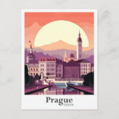 プラハチェコアートヴィンテージトラベルイラストレーション ポストカード (正面)