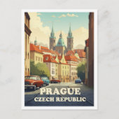 プラハチェコアートヴィンテージトラベルイラストレーション ポストカード (正面)