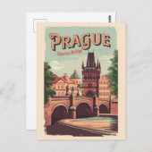 プラハチェコトラベルアートヴィンテージ ポストカード (正面/裏面)