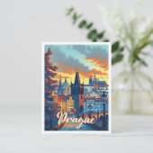 プラハチェコトラベ芸術的ルイラストレーション ポストカード (スタンド正面)