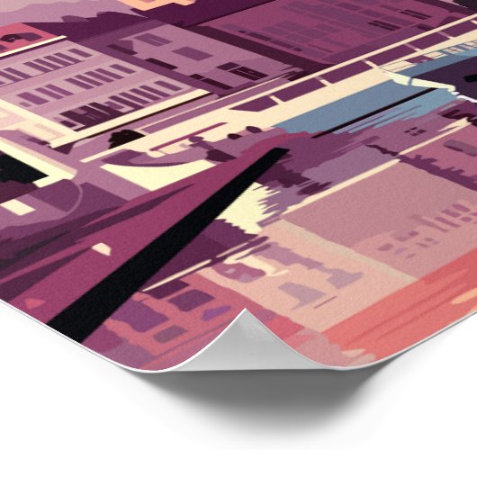 プラハチェコヴィンテージトラベルプレイスイラストレーション ポスター (角)