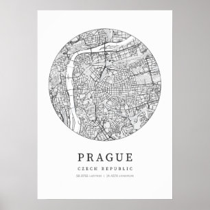 プラハチェコ共和国の地図 ポスター