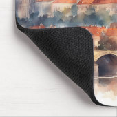 プラハチェコ共和国ウォーターカラーパノラマビュー マウスパッド (コーナー)