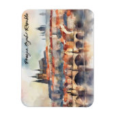 プラハチェコ共和国ウォーターカラーパノラマビュー マグネット (縦)