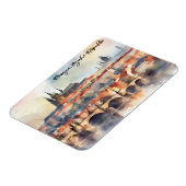 プラハチェコ共和国ウォーターカラーパノラマビュー マグネット (左側)