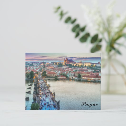 プラハチェコ共和国シャルル橋の旅行写真 ポストカード (スタンド正面)