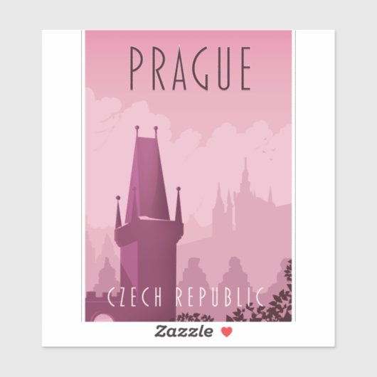 プラハチェコ共和国ヴィンテージスタイル旅行ポスター シール (シート)