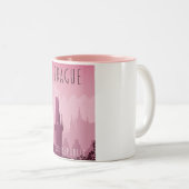 プラハチェコ共和国ヴィンテージスタイル旅行ポスター ツートーンマグカップ (正面右)